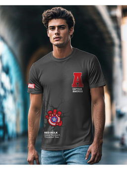 Bewakoof - Official Marvel Men's Grey Hulk Graphic Printed T-shirt