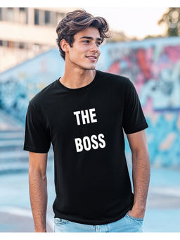 Bewakoof - Men's Black The Boss Typography T-shirt
