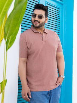 Instafab Plus - Men Mauve Chevron Polo T-Shirt