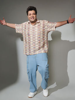 Instafab Plus - Men Off-White Prism Oversized Polo T-Shirt