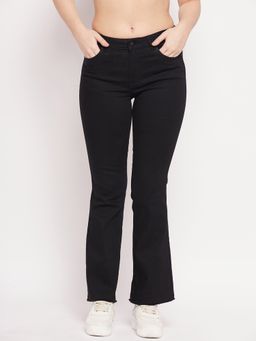 Madame - Black Solid Flared Fit Jeans