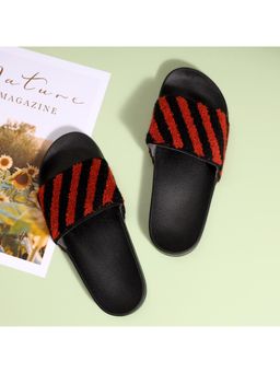 Drunken - Women Home Fashion Non Slip Red & Black Sliders