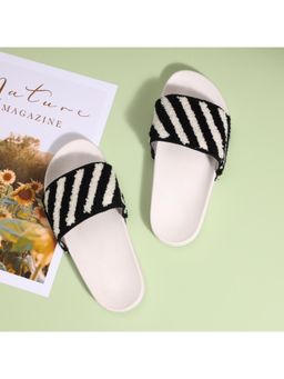 Drunken - Women Home Fashion Non Slip White & Black Sliders