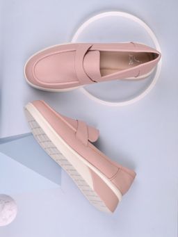 Jove - Women Pink Textured Loafers