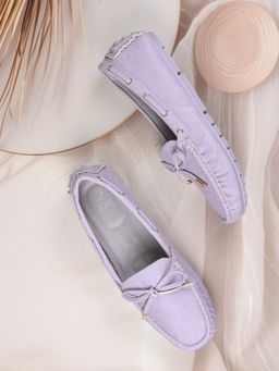 Jove - Women Purple Solid Bow Boat Shoes