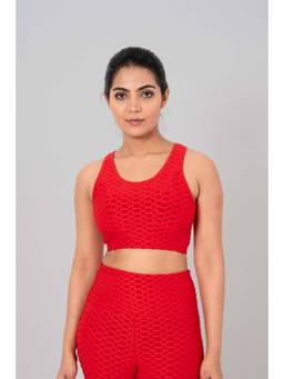 The Fit Theory - Full Coverage Women Comfy Non Wired Medium Impact Sports Bra Red