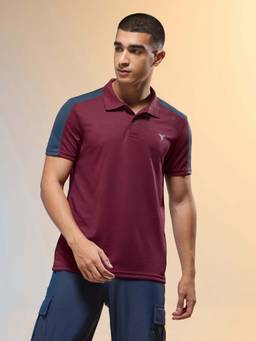Technosport - Men Colorblock Relaxed Fit Polo Sports Polo T-Shirt with Technocool+