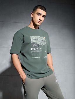 Technosport - Men Jacquard Relaxed Fit Round Neck Sports T-Shirt with Elasto Plus