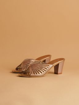 ERIDANI - Embellished Rose Gold Jeda Heels