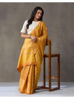 Fabindia - Mustard Silk Saree