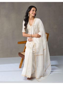 Fabindia - Natural Cotton Silk Blend Chikankari Saree