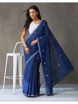 Fabindia - Blue Cotton Jamdani Woven Wonders Saree