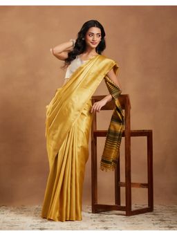 Fabindia - Mustard Silk Blend Saree
