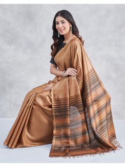 Fabindia - Brown Silk Blend Saree