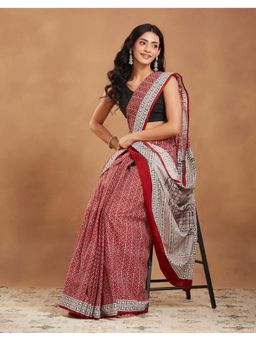 Fabindia - Red Cotton Bagh Printed Saree