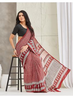 Fabindia - Red Cotton Bagh Printed Saree
