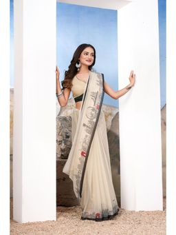 KLISHAA ART - Cream Georgette Monument Printed Saree