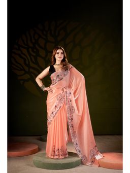 KLISHAA ART - Peach Printed Saree