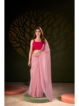KLISHAA ART - Baby Pink Floral Printed Saree