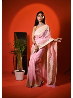 Biyahuti - Women's Pink Traditional Handloom Pure Khadi Banarasi Georgette Saree