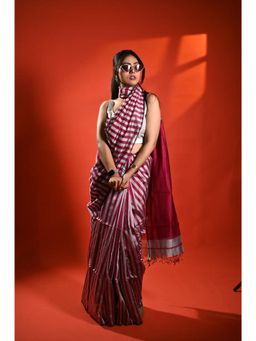 Biyahuti - Women's Pink Traditional Handloom Maheshwari Cotton Silk Saree