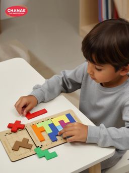 Chanak - Wooden Jigsaw Puzzle, Brain Booster Building Blocks, Block Puzzle for Kids
