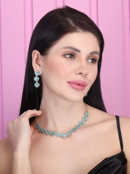 STILEADDA - Turquoise Cz-Ad Subtle Necklace Set
