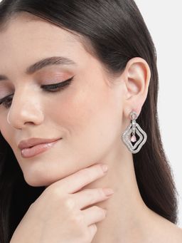 STILEADDA - Designer Pink Ad Leaf Drop Earrings