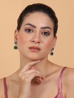 STILEADDA - Exquisite Look Dark Green Cz Ad Drop Earrings