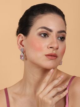 STILEADDA - Elegant Designer Crystal Pink Cz Ad Party Drop Earrings