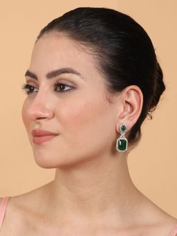 STILEADDA - Elegant Designer Green Cz Ad Party Drop Earrings