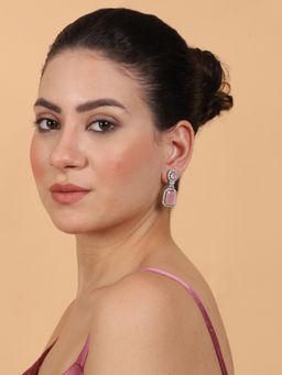 STILEADDA - Elegant Designer Pastel Pink Cz Ad Party Drop Earrings