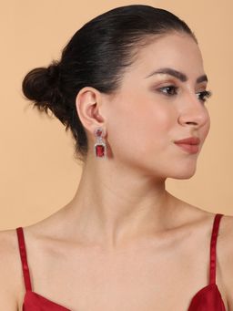 STILEADDA - Elegant Designer Red Cz Ad Party Drop Earrings