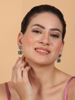 STILEADDA - Exquisite Look Crystal Green Cz Ad Drop Earrings
