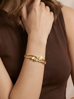 ADIVA - Gold-Plated Anti-Tarnish Butterfly Cz Studded Stylish Hinged Bracelet