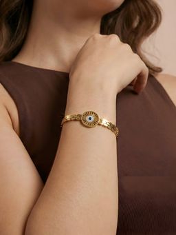 ADIVA - Gold-Plated Anti-Tarnish Evil Eye Blue Cz Studded Stylish Bracelet