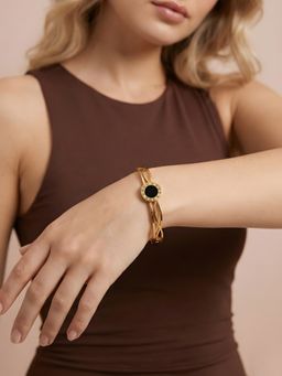 ADIVA - Gold-Plated Anti-Tarnish Roman Black Enamel Premium Bracelet