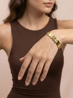 ADIVA - Gold-Plated Anti-Tarnish Crystal Leaf Link Partywear Bracelet