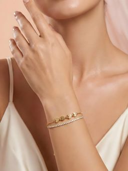 ADIVA - 18K Gold-Plated Anti-Tarnish Double Layer Heart Motif and Crystal Bracelet