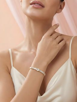 ADIVA - 18K Gold-Plated Anti-Tarnish Baguette Crystal Adjustable Bracelet