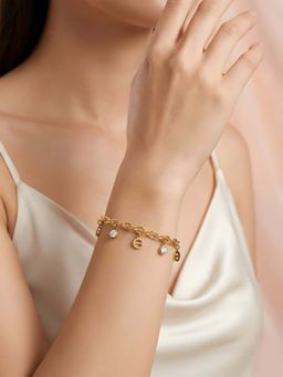 ADIVA - 18K Gold-Plated Anti-Tarnish Crystal Drop and Circular Motif Charm Bracelet