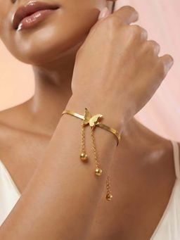 ADIVA - 18K Gold-Plated Anti-Tarnish Snake Chain Butterfly Charm Bracelet