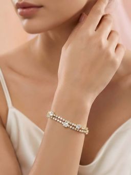 ADIVA - 18K Gold-Plated Anti-Tarnish Double Row Crystal-Studded Bracelet