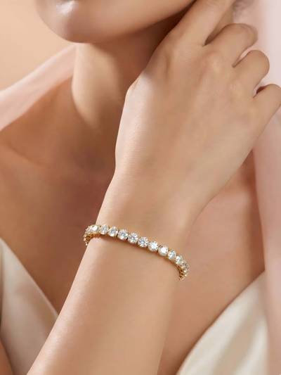 18K Gold-Plated Anti-Tarnish Crystal-Studded Tennis Link Bracelet