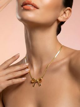 ADIVA - 14K Gold-Plated Anti-Tarnish Butterfly Bow Necklace