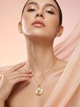 ADIVA - 14K Gold-Plated Anti-Tarnish Round Deer Motif Pendant Necklace