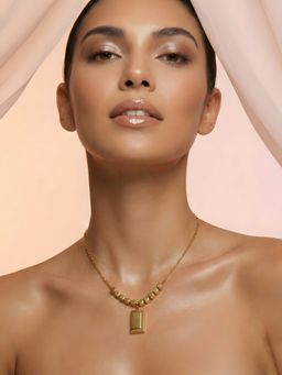 ADIVA - 14K Gold-Plated Anti-Tarnish Rectangular Pendant Necklace