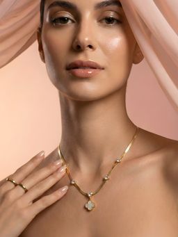 ADIVA - 14K Gold-Plated Anti-Tarnish Heart-Floral Studded Necklace