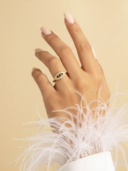 Designs & You - Gold Plated Evil Eye Themed Adjustable Ring