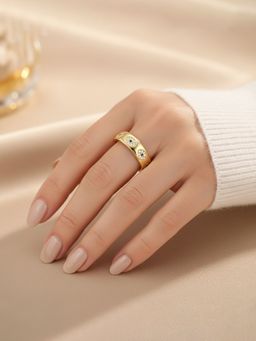 Designs & You - Silver Plated Blue Evil Eye Themed Adjustable Ring